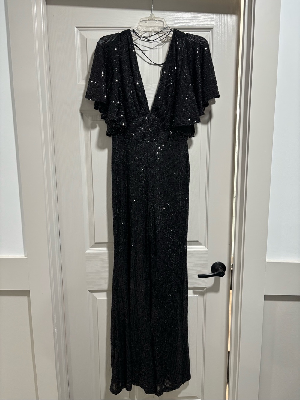 Aakaa Black Sequin Evening Jumpsuit